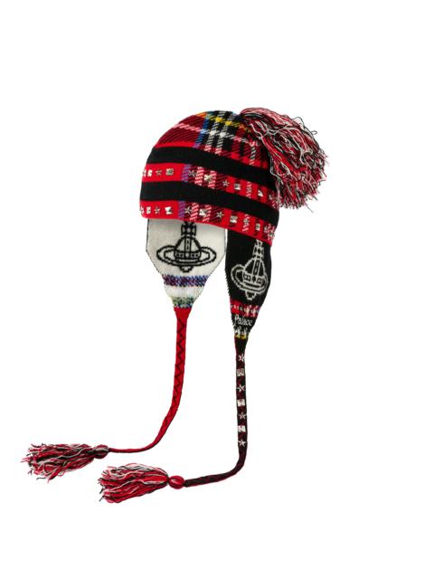 PALACE VIVIENNE WESTWOOD ORB KNIT EARFLAP BEANIE TARTAN