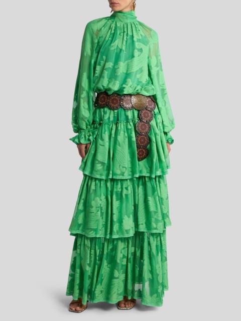 Etro LONG DRESS IN SILK-BLEND JACQUARD WITH FLORAL PAISLEY MOTIF