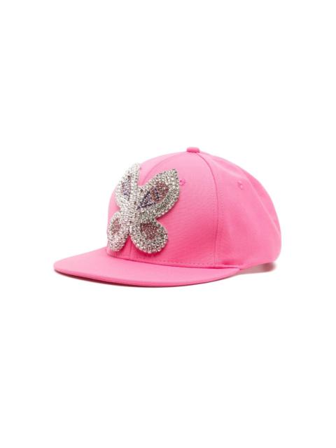 AREA Crystal-embellished butterfly cap