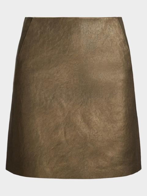 Ralph Lauren Bronze Leather Mini Skirt