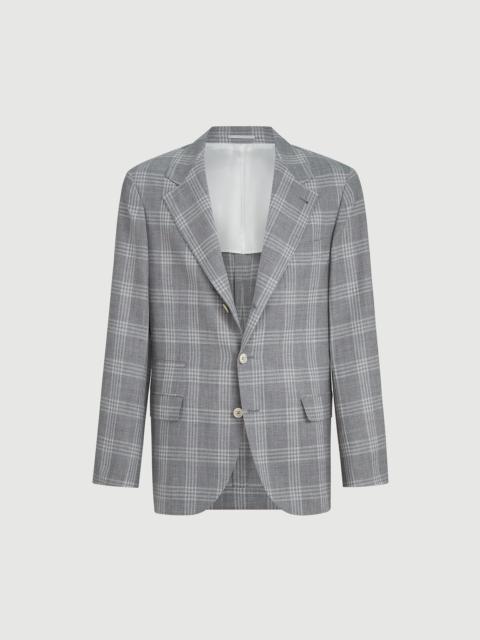 Brunello Cucinelli Wool, silk and linen tartan deconstructed blazer