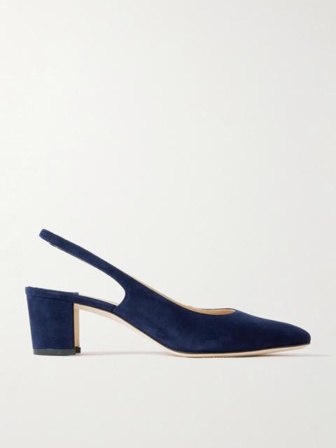 Manolo Blahnik Allurasan 50 Suede Slingback Pumps