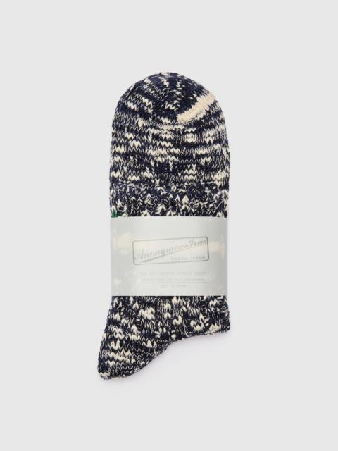 ANONYMOUSISM 3 Line Quarter Length Sock in Navy Mix