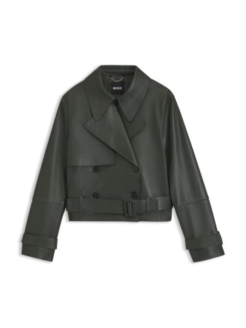 BOSS LEATHER JACKET WITH TRENCH-INSPIRED DESIGN