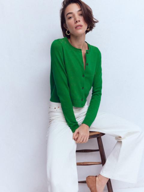 BODEN Emilia Cotton Cropped Cardigan-Rich Emerald
