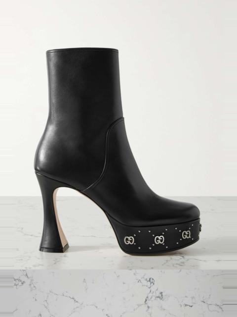 GUCCI Janaya embellished leather platform ankle boots