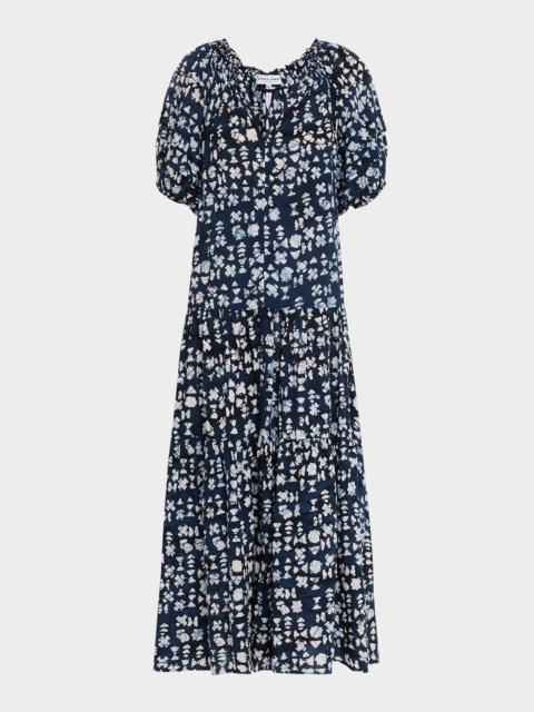 APIECE APART Uva Tiered Abstract-Print Maxi Dress
