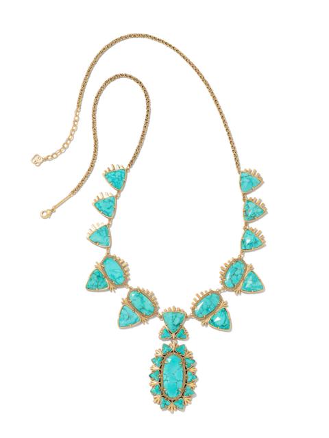 KENDRA SCOTT Havana Vintage Gold Statement Necklace in Variegated Turquoise Magnesite