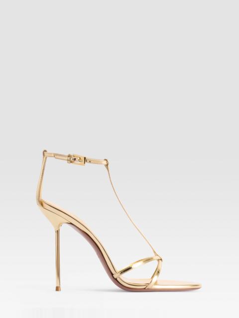 PARIS TEXAS MIRRORED LEATHER T-STRAP SANDAL