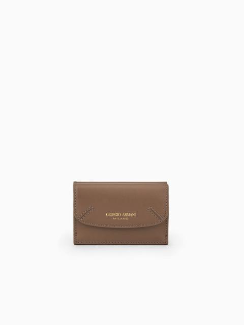 GIORGIO ARMANI Mini la Prima trifold wallet in palmellato leather