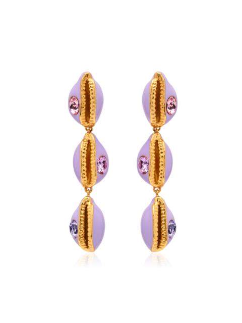 Oscar de la Renta Cowrie Shell Drop Earrings - Enamel purple