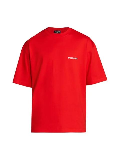 BALENCIAGA Vintage Jersey Regular Fit Tee Bright Red And White