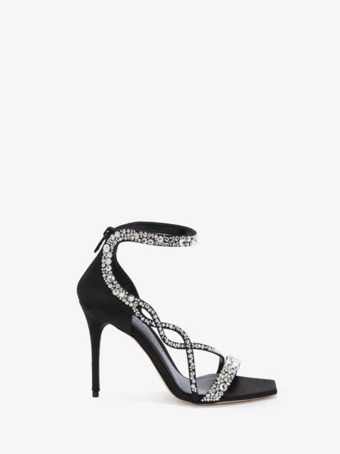 Alexander McQueen Embroidered Evening Sandal in Black/silver