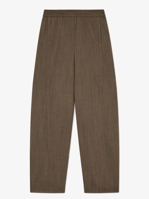 GANNI PANTS IN BROWN WOOL MELANGE