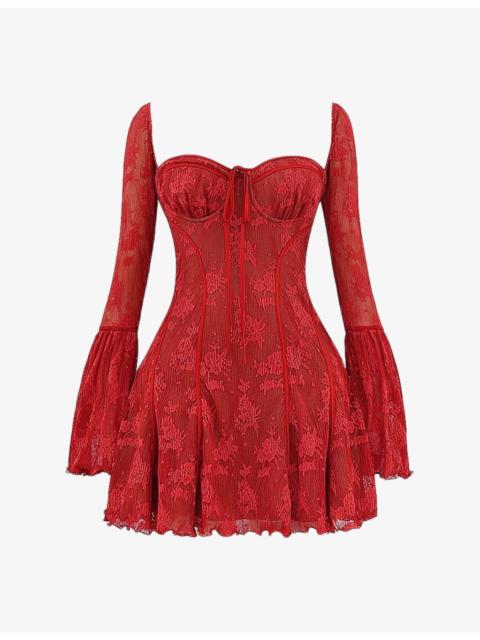 House of CB Analissa floral-pattern lace mini dress