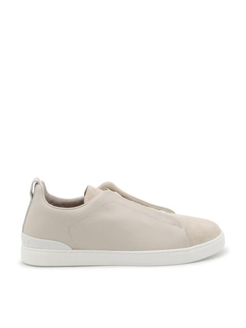 ZEGNA white leather slip on sneakers