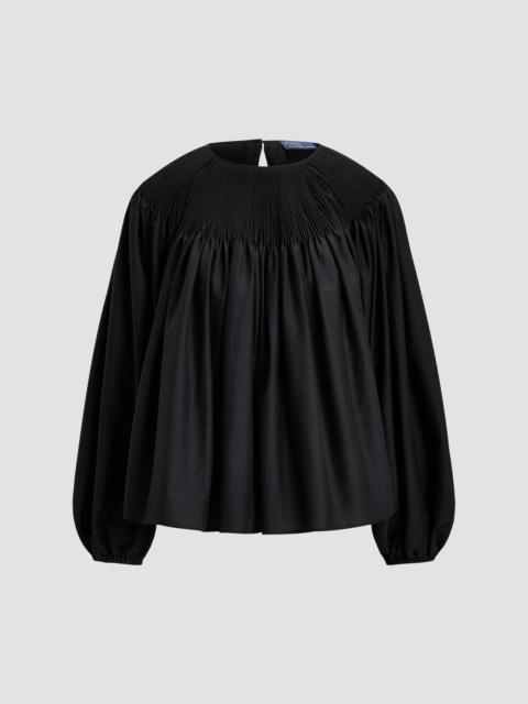 Polo Ralph Lauren Women's Smocked Cotton-Silk Top - Black