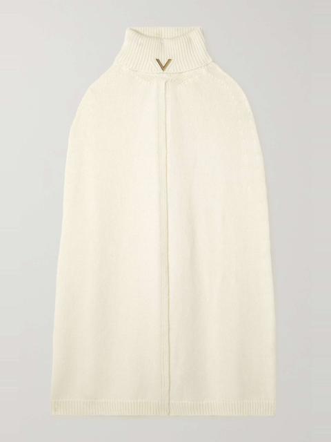 Valentino Valentino Garavani embellished wool and cashmere-blend turtleneck cape