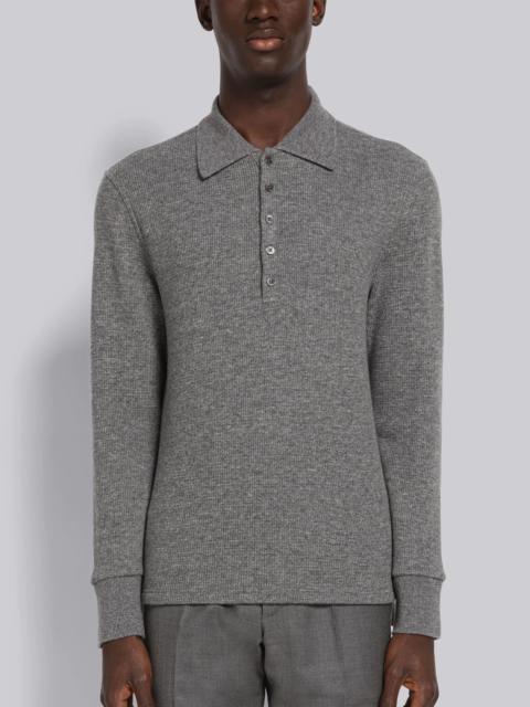 Thom Browne Cashmere Waffle Long Sleeve Polo