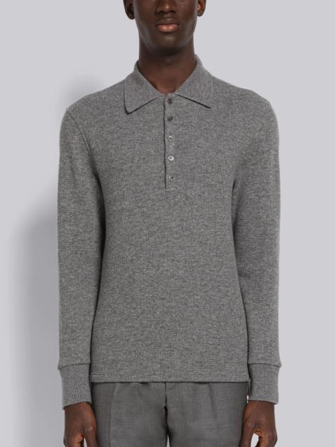 Cashmere Waffle Long Sleeve Polo