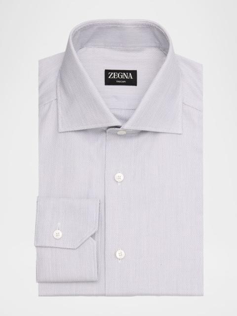 ZEGNA Men's Micro-Dot Cotton Dress Shirt