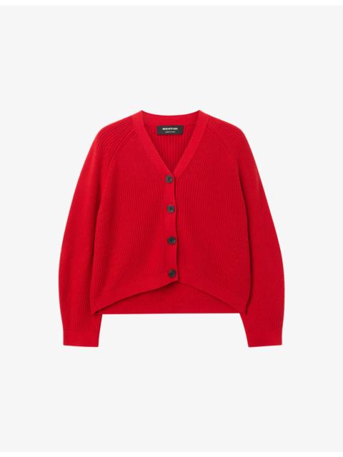 WHISTLES Ribbed V-Neck Cotton Cardigan
