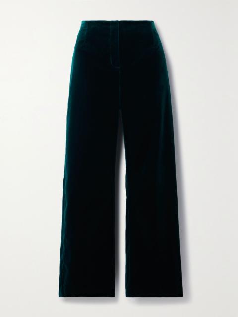 Loro Piana Niklas cotton-blend velvet wide-leg pants Dark green