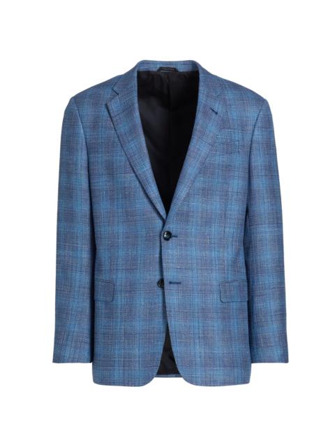 GIORGIO ARMANI Men's Micro Check Wool-Silk-Linen Sport Coat - Light Blue