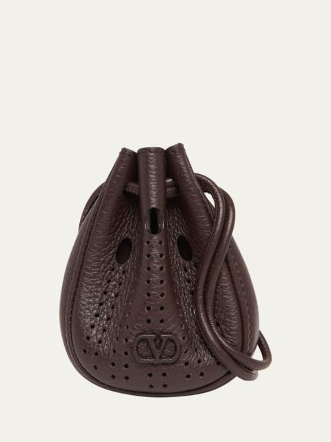 Valentino Men's Mini Drawstring Bag in Grained Leather