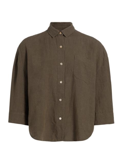 Jenni Kayne Women's Logan Linen Button-Front Shirt - Dark Moss