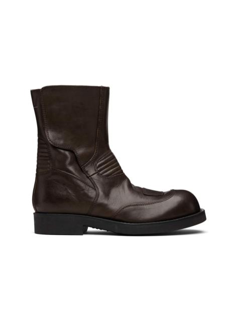 MM6 Maison Margiela Brown Biker Boots