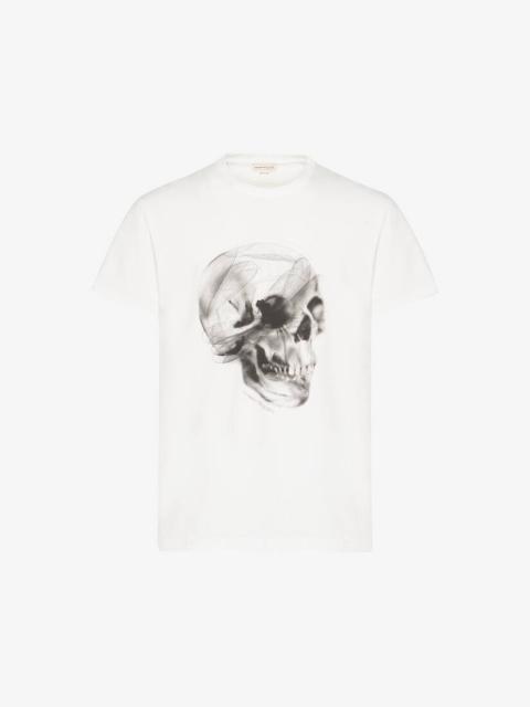 Alexander McQueen Men's Dragonfly Skull T-shirt in White/black