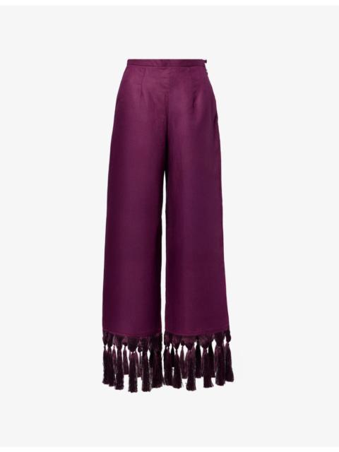 Taller Marmo Marlino Fringed Linen Trousers