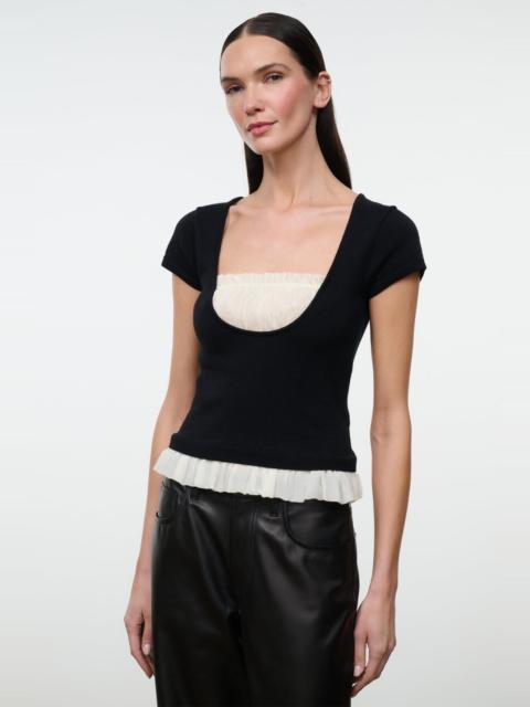 STAUD STAUD MARIN TOP BLACK IVORY