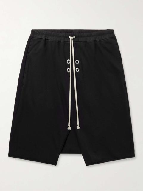 Rick Owens DRKSHDW Pods Straight-Leg Eyelet-Embellished Cotton-Jersey Drawstring Shorts