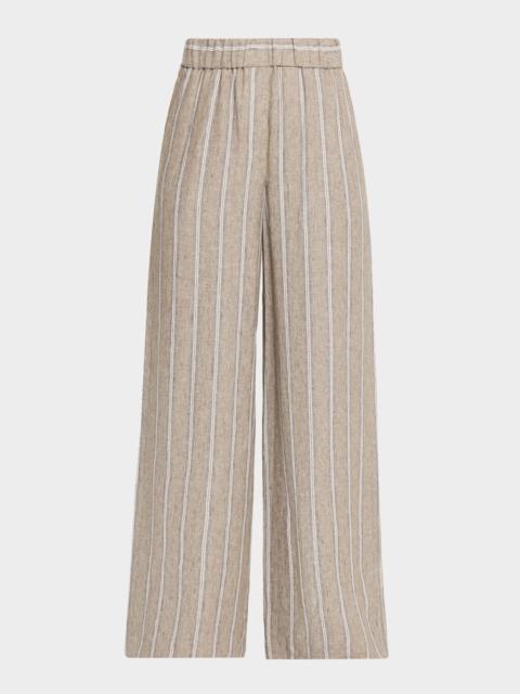 PESERICO Wide-Leg Striped Cotton Pants