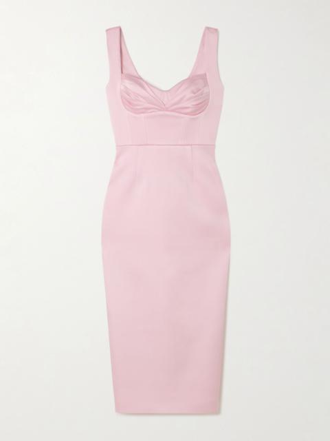 REBECCA VALLANCE Aymee gathered satin-twill midi dress Pink