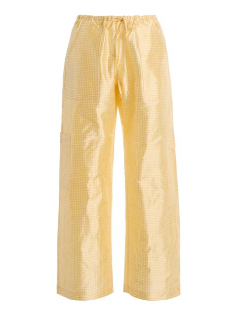 DONNI. The Gingham Silk Taffeta Cargo Pants yellow