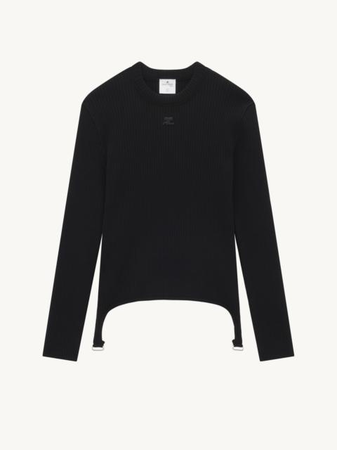 courrèges RIB KNIT SUSPENDERS SWEATER