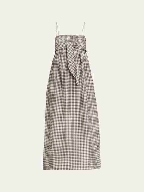 Vince Tie-Front Gingham Midi Dress