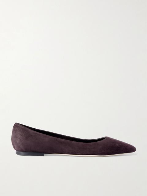 JIMMY CHOO Romy suede point-toe flats Chocolate