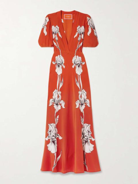 La DoubleJ Marlene floral-print silk-crepe maxi dress Tomato red