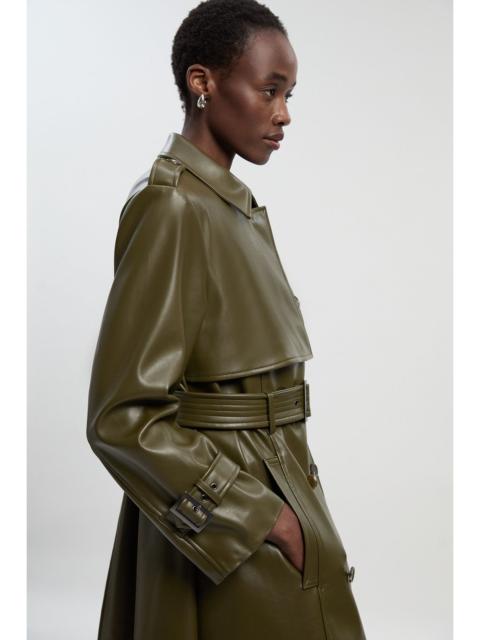 KAREN MILLEN Faux Leather Belted Trench  Coat