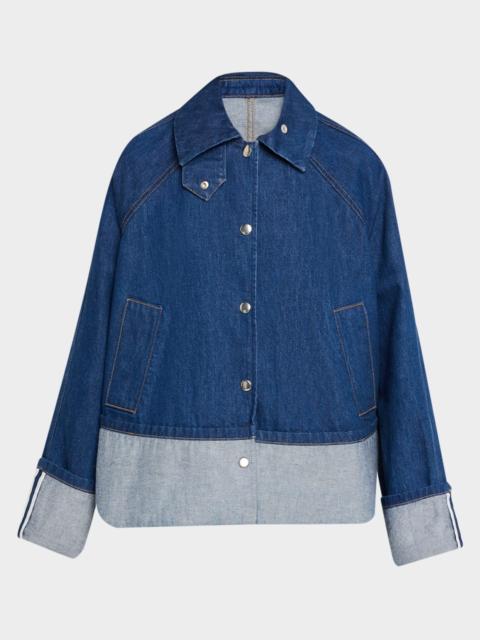 BRANDON MAXWELL Wells Trapeze Denim Jacket