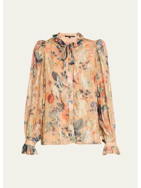 KOBI HALPERIN Josie Pussybow Floral Blouse