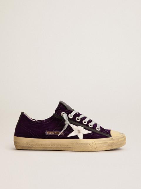 V-star LTD sneakers in purple velvet with a white leather star