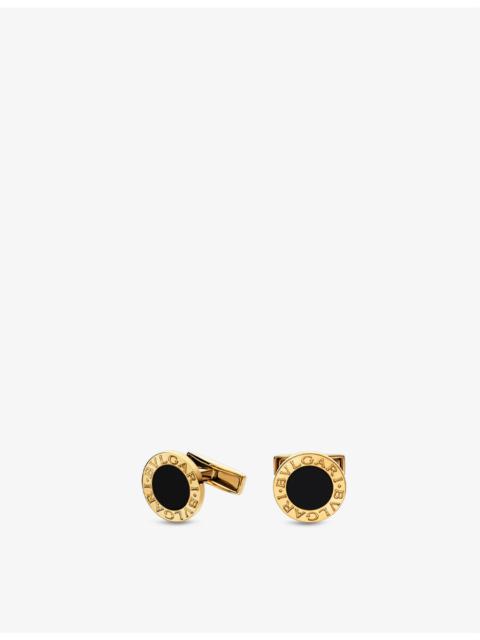 BVLGARI BVLGARI BVLGARI 18ct yellow-gold and onyx cufflinks