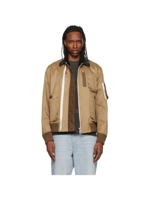 sacai Beige Cotton Chino Bomber Jacket