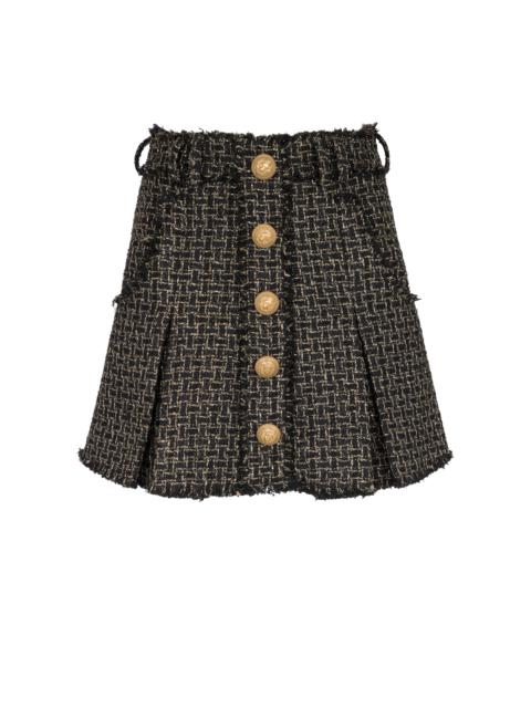 Lurex tweed pleated skirt