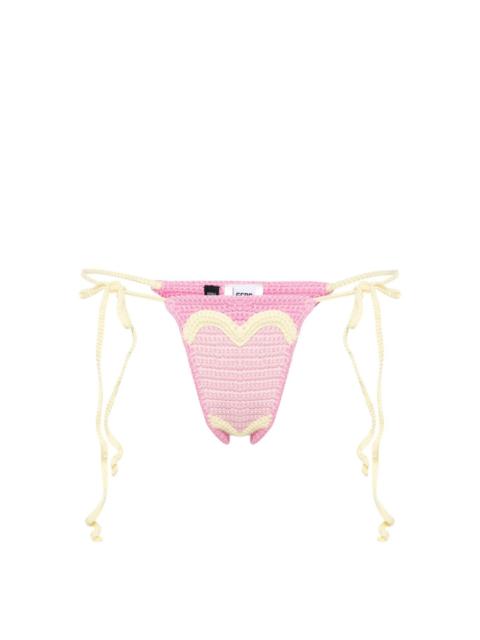 Heart crochet-knit bikini bottoms